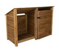Arbor Garden Solutions Wooden Tool And Log Store (Roof Sloping Back), Garden Storage W-187Cm, H-126, D-88Cm - Brown Finish