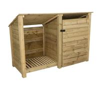 Arbor Garden Solutions Wooden Tool And Log Store (Roof Sloping Back), Garden Storage W-187Cm, H-126, D-88Cm - Natural (Light Green) Finish