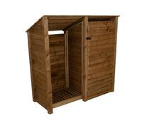 Arbor Garden Solutions Wooden Tool And Log Store (Roof Sloping Back), Garden Storage W-187Cm, H-180Cm, D-88Cm - Brown Finish