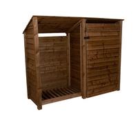 Arbor Garden Solutions Wooden Tool And Log Store (Roof Sloping Back), Garden Storage W-227Cm, H-180Cm, D-88Cm - Brown Finish