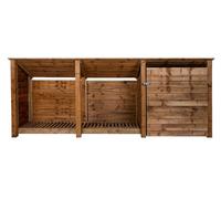 Arbor Garden Solutions Wooden Tool And Log Store (Roof Sloping Back), Garden Storage W-335Cm, H-126, D-88Cm - Brown Finish