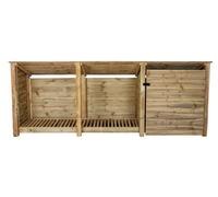 Arbor Garden Solutions Wooden Tool And Log Store (Roof Sloping Back), Garden Storage W-335Cm, H-126, D-88Cm - Natural (Light Green) Finish