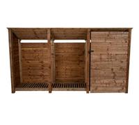 Arbor Garden Solutions Wooden Tool And Log Store (Roof Sloping Back), Garden Storage W-335Cm, H-180Cm, D-88Cm - Brown Finish