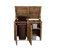 Arbor Garden Solutions Wooden Wheelie Bin Store, Brown Finish - With Shelf - Without expert assembly - Double