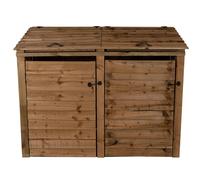 Arbor Garden Solutions Wooden Wheelie Bin Store, Brown Finish - Without Shelf - With Expert Assembly - Double