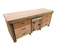 Arbor Garden Solutions Wooden Work Bench With Drawers and Functional Lockable Cupboard - 18mm Eucalyptus Top (7ft)