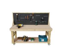 Arbor Garden Solutions Wooden Workbench 18mm MDF Top With Peg Board - Without expert assembly - Standard Legs - 127cm