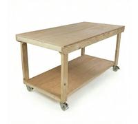 Arbor Garden Solutions Wooden Workbench Eucalyptus Hardwood Top Depth-3ft with Wheels - Included assembly - 150cm