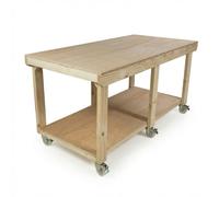 Arbor Garden Solutions Wooden Workbench Eucalyptus Hardwood Top Depth-3ft with Wheels - Included assembly - 180cm