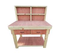 Arbor Garden Solutions Wooden workbench eucalyptus hardwood top with drawers and back panel (4ft)