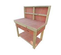 Arbor Garden Solutions Wooden workbench eucalyptus hardwood top with drawers and back panel V.1 (6ft)