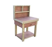 Arbor Garden Solutions Wooden Workbench Eucalyptus Hardwood Top With Drawers and With Back Panel (3ft)