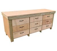 Arbor Garden Solutions Wooden Workbench Tool Cabinet - 18mm Eucalyptus Hardwood Top - Industrial Heavy-Duty Work Table (7ft)