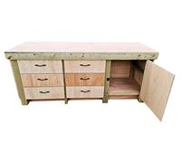 Arbor Garden Solutions Wooden Workbench Tool Cabinet with Lockable Cupboard 18mm Eucalyptus Hardwood Top (8ft)