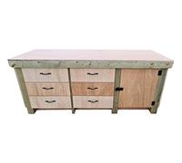 Arbor Garden Solutions Wooden Workbench Tool Cabinet with Lockable Cupboard 18mm Eucalyptus Hardwood Top (7ft)