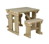 Arbor Garden Solutions Yews Picnic Bench - Wooden Rounded Garden Table And Bench Set (4Ft, Natural Finish)