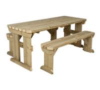Arbor Garden Solutions Yews Picnic Bench - Wooden Rounded Garden Table And Bench Set (5Ft, Natural Finish)