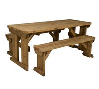 Arbor Garden Solutions Yews Picnic Bench - Wooden Rounded Garden Table And Bench Set (5Ft, Rustic Brown)