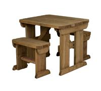 Arbor Garden Solutions Yews Rounded Space Saving Picnic Table and Benches Set - Rustic Finish - Without expert assembly - 90cm