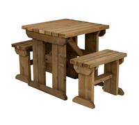 Arbor Garden Solutions Yews Space Saving Picnic Table and Benches Set - Rustic Finish - Included assembly - 90cm