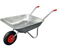 Arboria - Wheelbarrow - Garden Wheelbarrow - Galvanised Heavy Duty Pneumatic Tyre Professional - DIY - 65 Litre, Silver