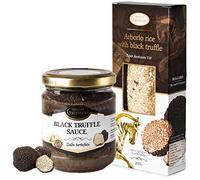 Arborio Risotto Rice with Black Summer Truffle Tuber Aestivum Vitt Rich in Antioxidants Fibres 250g and Black Truffle Luxury Gourmet Food Sauce Pasta Ideal for Steak Bread Pasta Risotto Sushi 80g