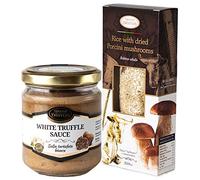 Arborio Risotto Rice with Dried Porcini Mushrooms Boletus Edulis Antioxidants Fibres 250g and White Truffle Tuber borchii Luxury Gourmet Food Sauce Pasta for Steak Bread Pasta Risotto 170g
