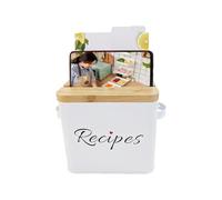 arborishthink Recipe Box 4x6 Set: Stylish & Durable Metal Recipe Card Box with Bamboo Lid, Includes 50 Recipe Cards & 10 Dividers - Perfect Kitchen Organizer and Gift