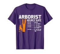 Arborist Hourly Rate Chainsaw Lover Funny Tree Surgeon Men T-Shirt, Men, Purple, 3X-Large