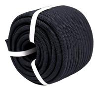 Arborist Rigging Double Rope 1/2 Inch X 50 Ft Black Bull Rope 48 Strands Nylon Polyester Braided Rope for Swing Tree Climbing Outdoor Camping Rescue