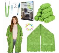 Arborthread Crochet Kit for Beginners, Easy All-Season Pocket Shawl Green | Complete Starter Crochet Kit for Adults w/800g Premium Yarn to Fit Different Sizes, Step-by-Step Video & Instructions, Gift