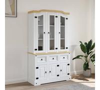 Arborthrum Highboard Sideboard Home Organiser Storage Cabinet Cupboard Bedroom, Living Room, Home Office Funitures Corona White 112x43x196 cm Solid Wood Mexican Pine