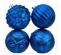 Arborus 12cm Large Blue Baubles 4pcs Christmas Tree Baubles Blue Xmas Tree Decorations Shatterproof Christmas Balls Hanging Ornaments for Xmas Home Holiday Festival Party Décor