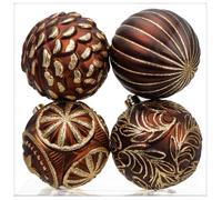 Arborus 12cm Large Christmas Baubles 4pcs Bronze Baubles Set Brown Xmas Bauble Shatterproof Christmas Tree Balls Hanging Ornaments for Xmas Tree Decorations Home Holiday Party Décor