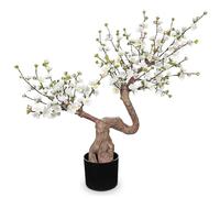 Arborus 2.5ft Cherry Blossom Artificial Flowers in Black Pot Artificial Bonsai Indoor Plant Tall Fake White Plum Blossom Faux Floral Plant for Home Table Office Bedroom Farmhouse Decoration