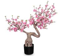 Arborus 2.5ft Cherry Blossom Artificial Flowers in Black Pot Artificial Bonsai Indoor Plant Tall Fake Pink Plum Blossom Faux Floral Plant for Home Table Office Bedroom Farmhouse Decoration