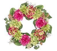 Arborus 20" Artificial Hydrangea Wreath for Front Door 50cm Artificial Silk Peony Flower Wreath Spring Summer Wreaths with Greenery Floral Door Wreaths for Wedding Home Wall Decor