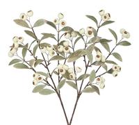 Arborus 2PCS Artificial Fall Stems Fake White Hawthorn Berry Spray, 23" Fall Branches Faux Greenery Autumn Décor for Vase Farmhouse Kitchen Table Centerpiece Fall Decoration