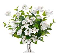 Arborus 2PCS Artificial Plant Flowers Bouquets 20" Artificial White Bougainvillea Flowers Faux Spring Flowers Indoor Fake Silk Flowers for Floral Arrangements Wedding Centerpieces Office Home Decor