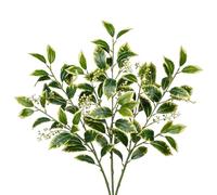 Arborus 31.1" Artificial Ficus Leaves Stems Branches 3PCS Artificial Ficus Long Stems Faux Silk Leaf Spray Artificial Greenery Fake Ficus Green Foliage for Vase Home Wedding Office Decor