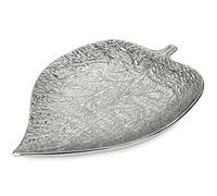 Arborus 32x21.5cm Ceramic Trinket Dish Silver Jewelry Trays Large Leaf Jewelry Dish Decorative Trinket Tray for Rings Earrings Keys Bracelets Necklaces Candles Table Centrepiece Decor