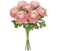 Arborus 34cm Artificial Flowers Bouquets 7 Heads Faux Ranunculus Silk Flowers Pink Fake Ranunculus Stem Artificial Spring Flowers Arrangements for Table Home Wedding Party Bridal Decorations