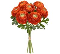 Arborus 34cm Autumn Artificial Flowers Bouquets 7 Heads Faux Ranunculus Silk Flowers Orange Fake Ranunculus Stem Artificial Fall Flower Arrangements for Table Home Wedding Party Bridal Decorations