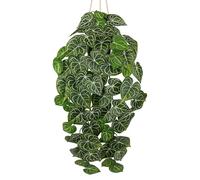 Arborus 37" Artificial Hanging Plant Indoors 94cm Faux Anthurium Clarinervium Leaves in Pots Fake Green House Plants Decorative Artificial Plants for Bedroom Bathroom Shelf Office Garden Home Decor
