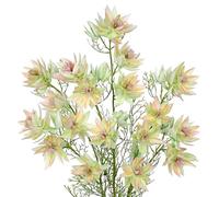 Arborus 3pcs 26" Tall Artificial Flowers Serruria Florida Silk Faux Flowers Long Stems Artificial Serruria Blushing Bride Spray Flower for Floral Arrangements White Yellow Fake Flower for Home Decor