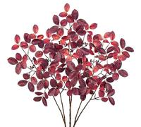 Arborus 3PCS Artificia Leaves Stems 28.7" Artificial Plants Long Stem Lagerstroemia Real Touch Red Artificial Foliage Branches for Vase Home Flower Arrangement Wedding Party Christmas Decoration