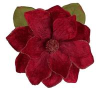 Arborus 3pcs Artificial Christmas Flowers 30.3" Velvet Magnolia Flower Branches Red Xmas Artificial Flowers Fake Christmas Flower Picks for Xmas Tree Vase Garland Table Centerpieces Decorations