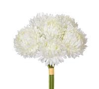 Arborus 3pcs Artificial Chrysanthemum Flowers Bouquet 9" White Chrysanthemum Flowers Stem Fake Silk Flower Realistic Artificial Flower for Vase Flora Arrangement Wedding Home Spring Table Decor