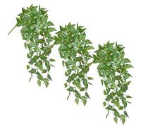 Arborus 3PCS Artificial Hanging Plants 22.4" Artificial Trailing Plants Indoor Faux Hanging Watermelon Peperomia Bush Artificial Hanging Foliage Stems Greenery for Home Room Wall Shelf Porch