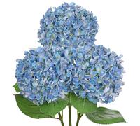 Arborus 3PCS Artificial Hydrangea Flowers 26.3" Long Stem Blue Hydrangea Artificial Flowers Realistic Faux Hydrangeas with 6.6" Large Bloom Fake Silk Flower for Home Wedding Table Centerpiece Decor